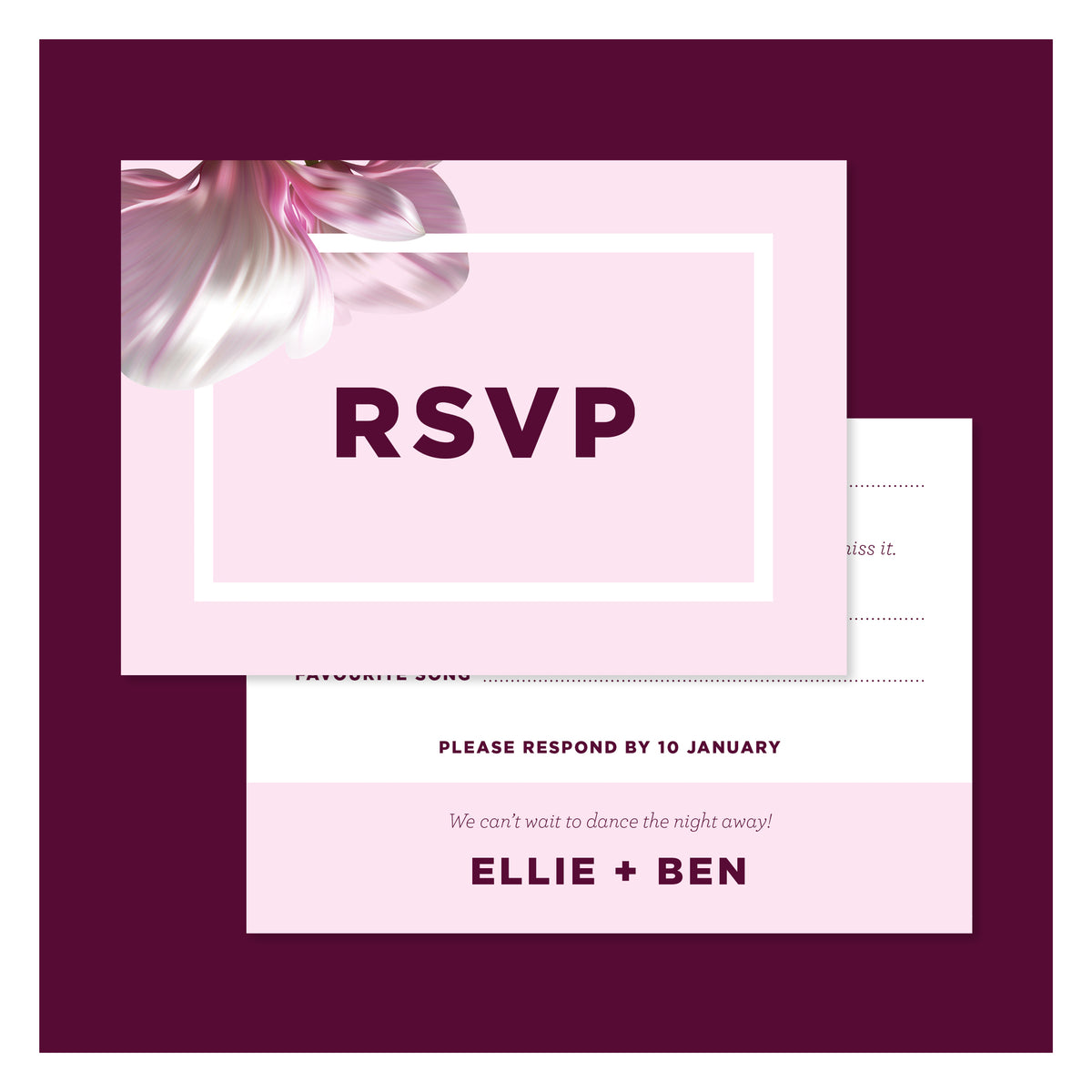 Blushing Magnolias • RSVP with Envelope