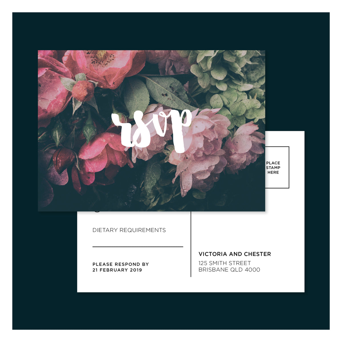 Moody Floral • RSVP Postcard
