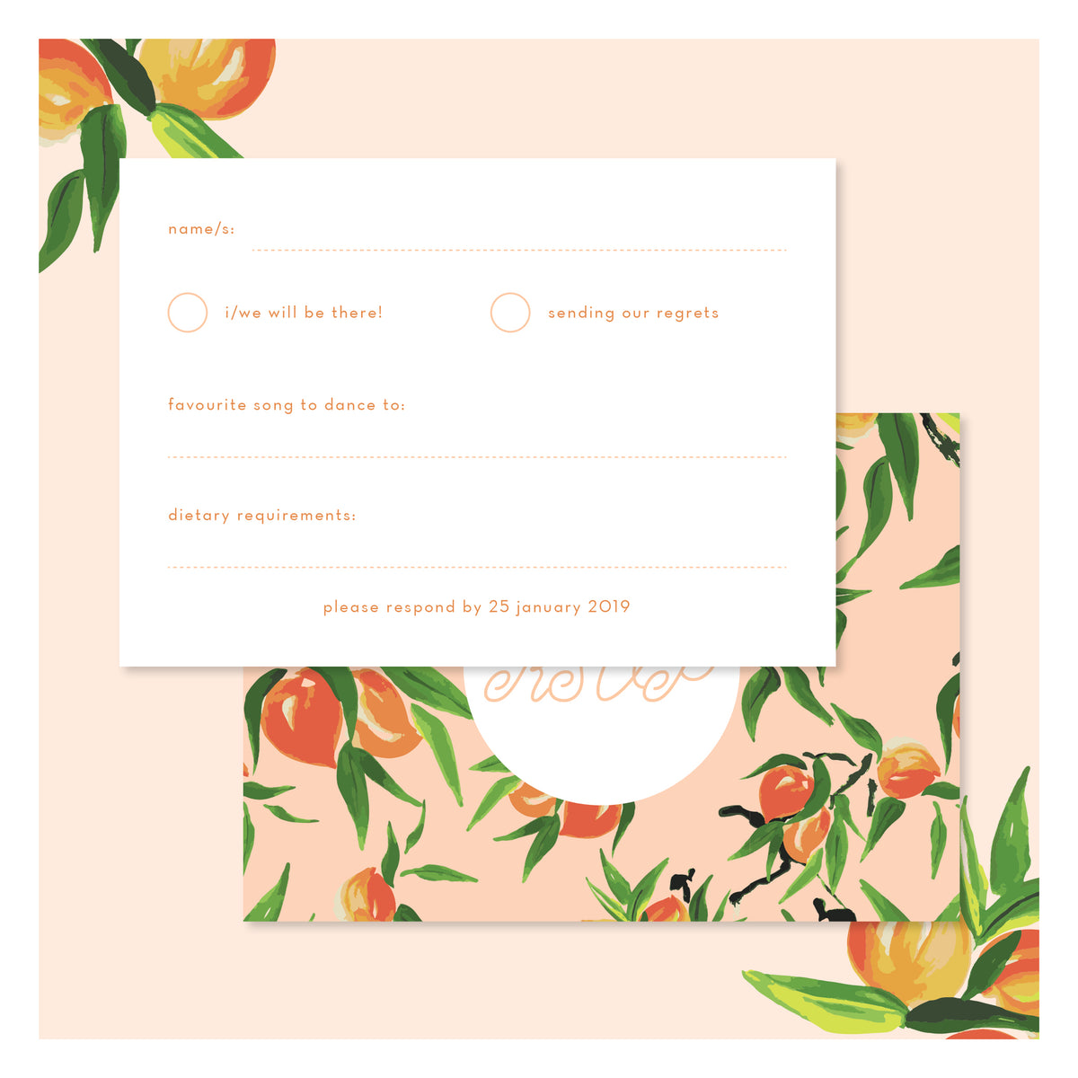Peaches and Cream • RSVP with Envelope