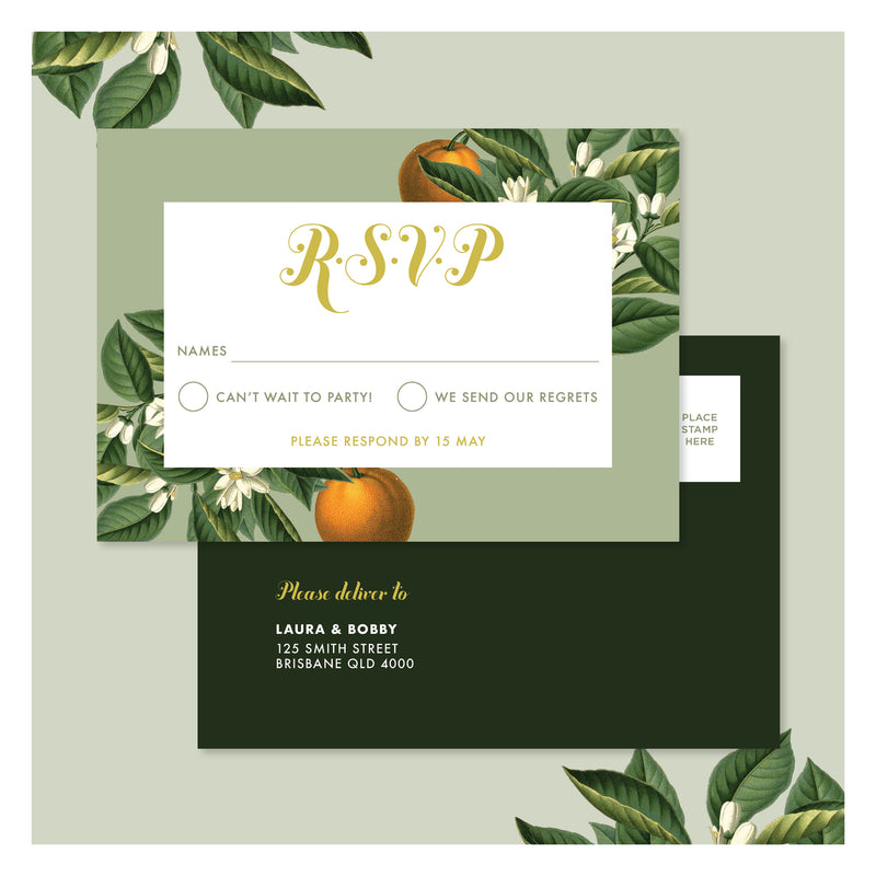 Sweet Citrus in Olive Green • RSVP Postcard