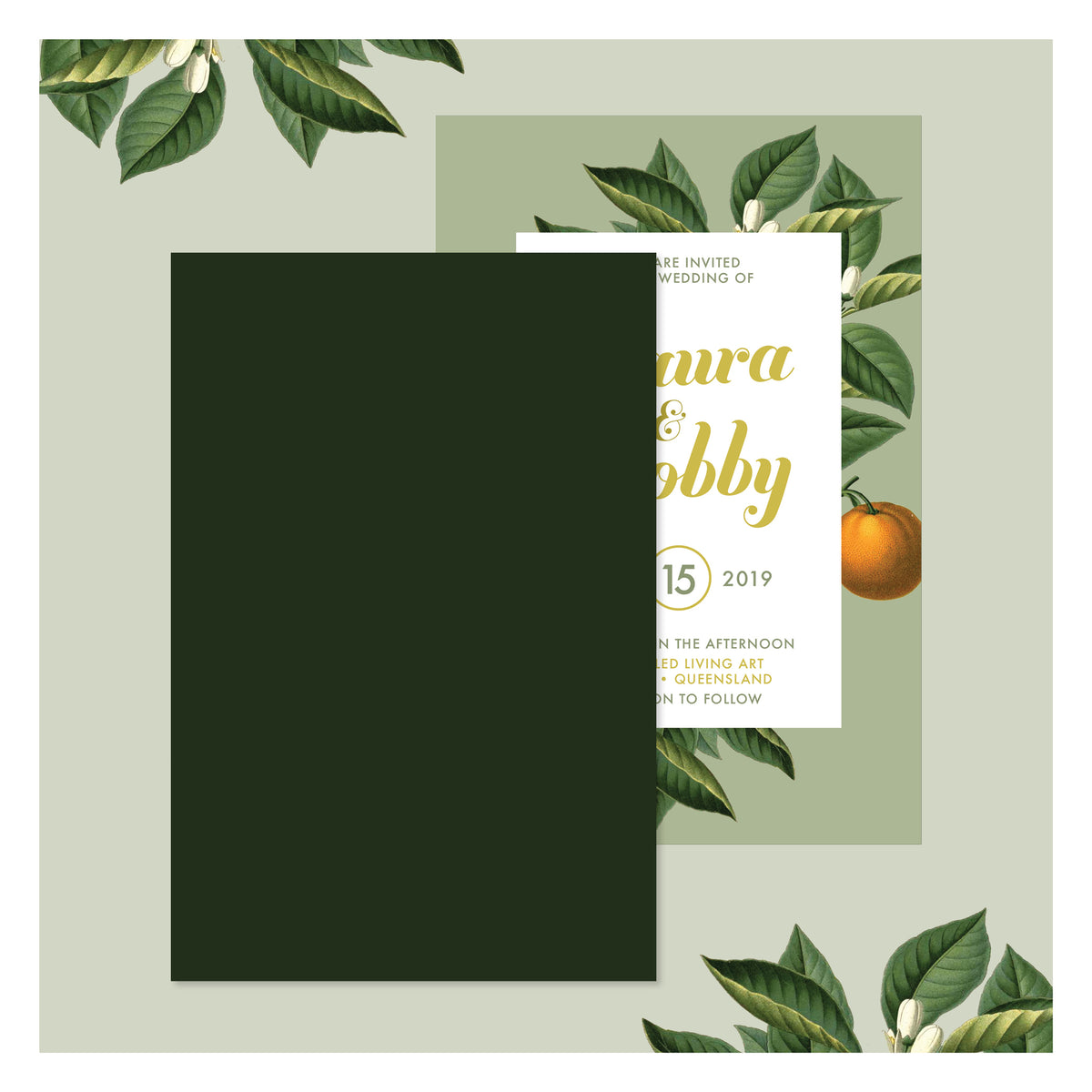 Sweet Citrus in Olive Green • Wedding Invitation
